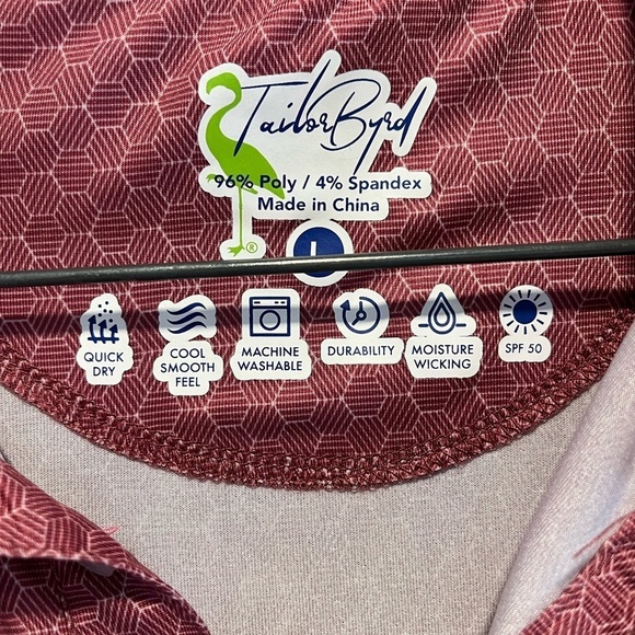 Tailor Byrd Performance Polo Burgundy Geometric Men’s L. - Picture 3 of 8